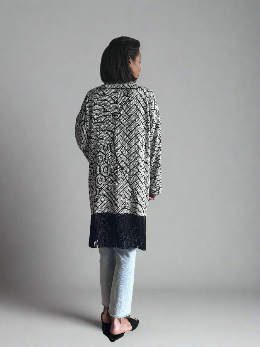 Black and white shibori