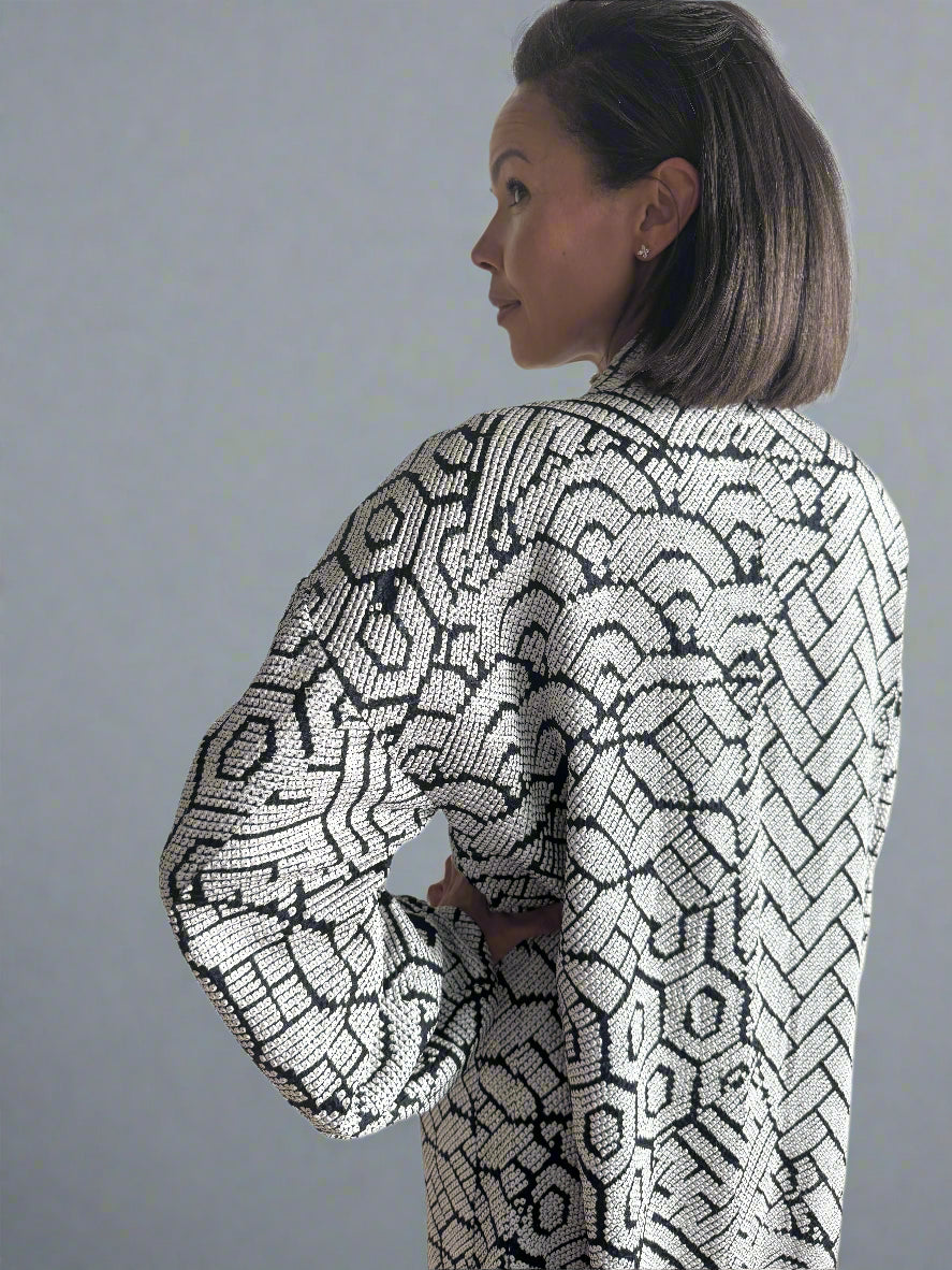 Black and white shibori